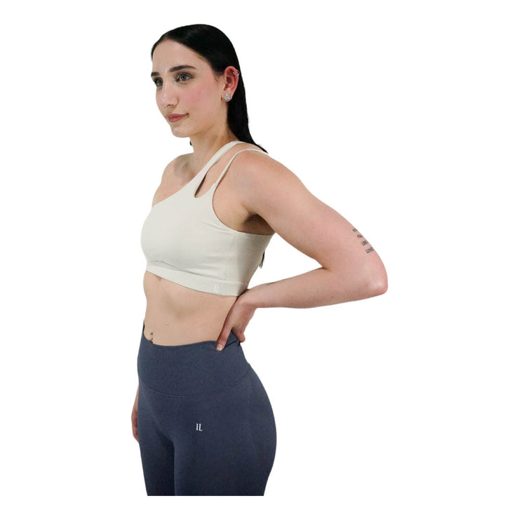 Sculpted: One Shoulder Sports Bra (Ivory) – IRONLABEL