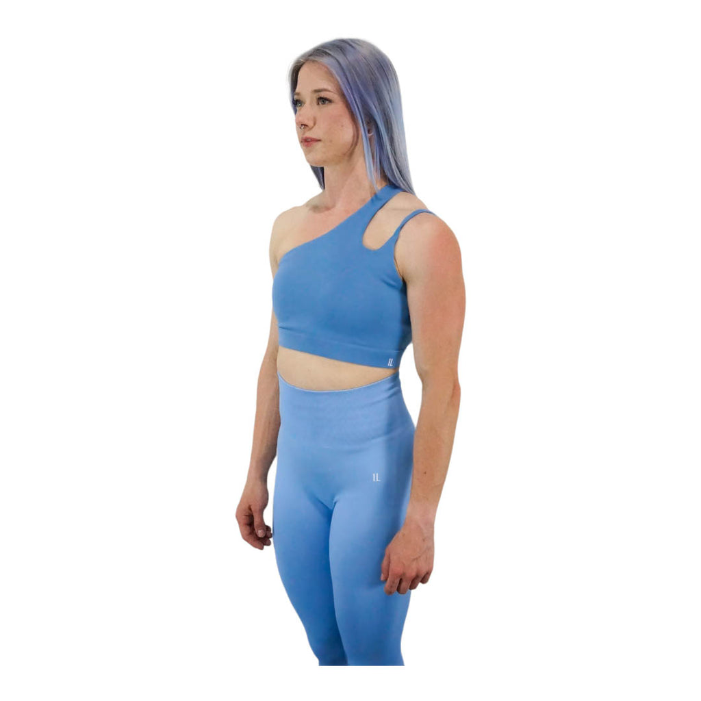 Weave One Shoulder Sports Bra - Blue – S+J LABEL